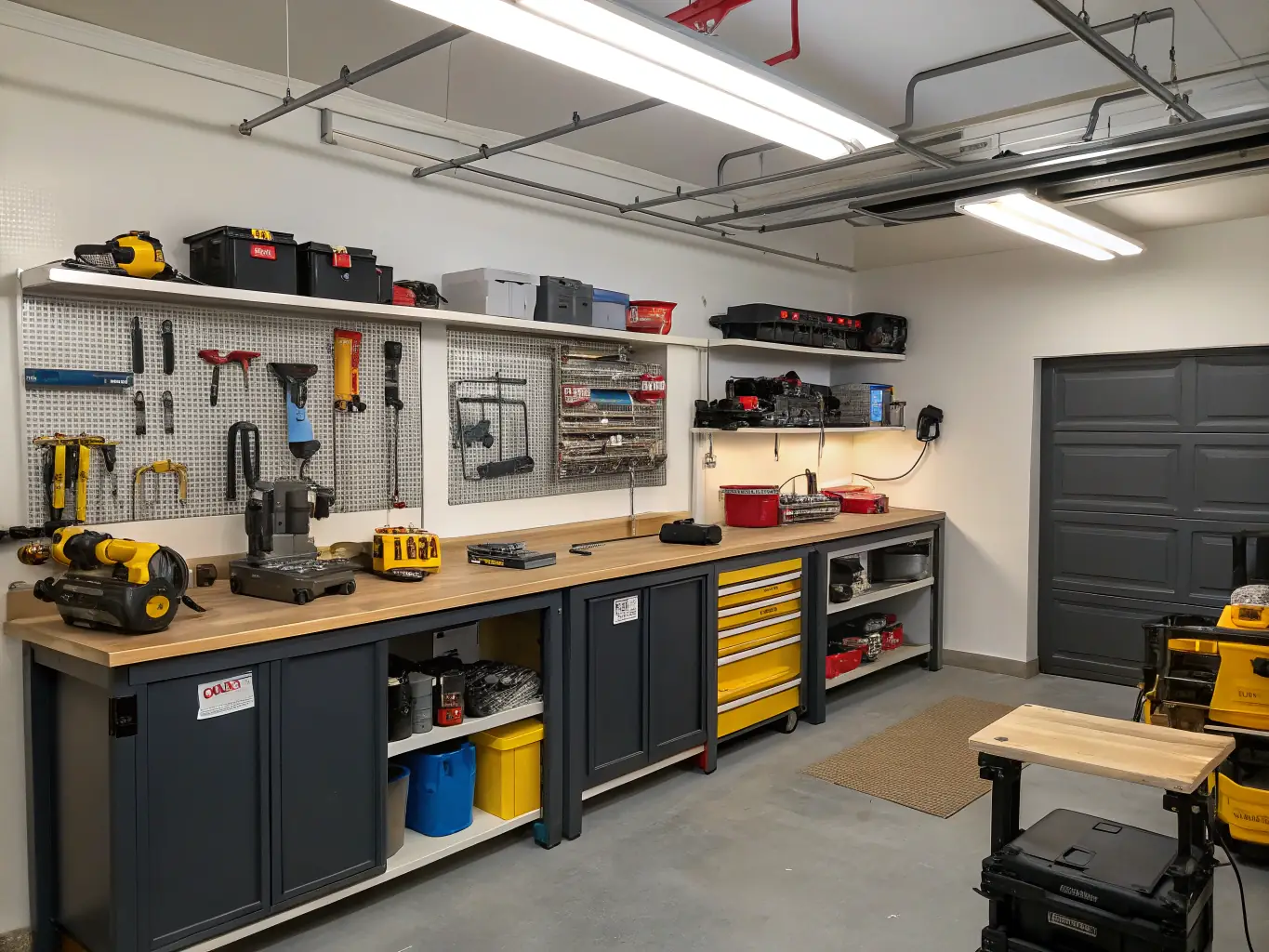 A well-lit metal workshop interior with various tools and equipment, showcasing its functionality and spacious design.